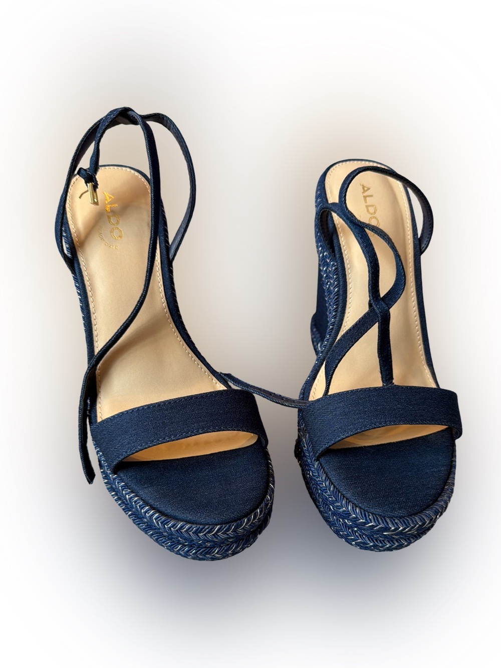Aldo Marysol Navy Wedge Sandals - Picture 2 of 5